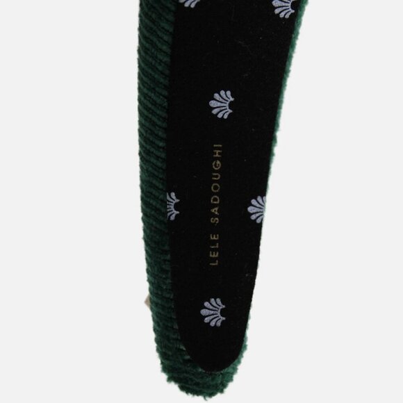 RARE Lele Sadoughi Emerald Green Velvet Padded Embellished Thick Headband NWOT - Picture 6 of 7